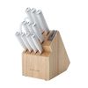 Classic Japanese Steel 12-Piece Knife Block Set with Built-in Knife Sharpener, White