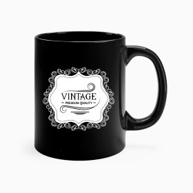 Black Ceramic Mug 11oz, Vintage Premium Quality White Black