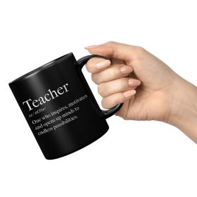 Coffee Cup, Decorative Black Ceramic Mug 11oz, Teachers Inspire