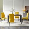 5-Piece Dining Set Including Yellow Velvet High Back Nordic Dining Chair & Creative Design MDF Dining Table