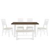 TOPMAX Farmhouse 6-Piece Wood Dining Table Set with 4 Upholstered Chairs and Bench, White