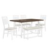 TOPMAX Farmhouse 6-Piece Wood Dining Table Set with 4 Upholstered Chairs and Bench, White