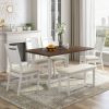 TOPMAX Farmhouse 6-Piece Wood Dining Table Set with 4 Upholstered Chairs and Bench, White