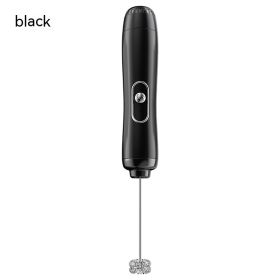 Household Small Electric Milk Frother Wireless Handheld Cream Egg Beater Semi-Automatic Coffee Mixer Milk Frother (Option: Black-Battery Version Third Gear)